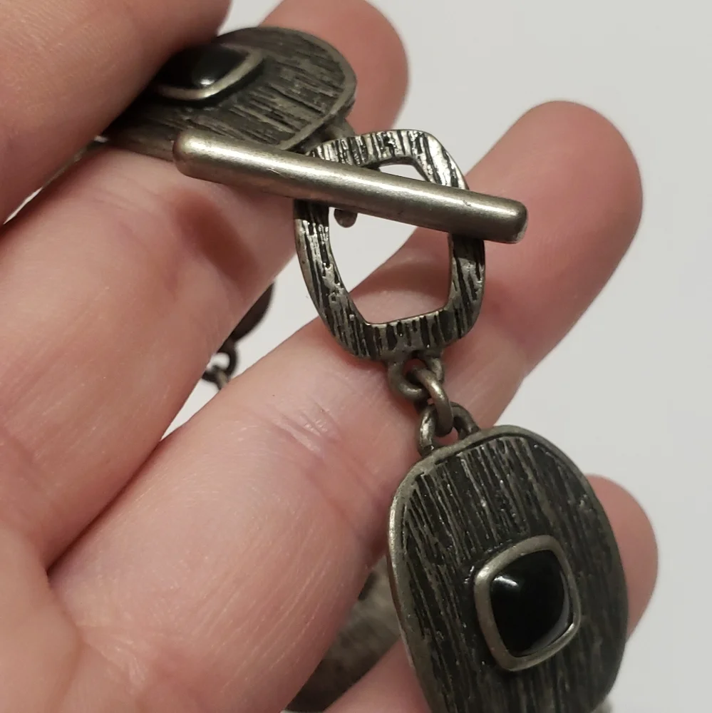 Lia Sophia Silver & Black Stone Bracelet